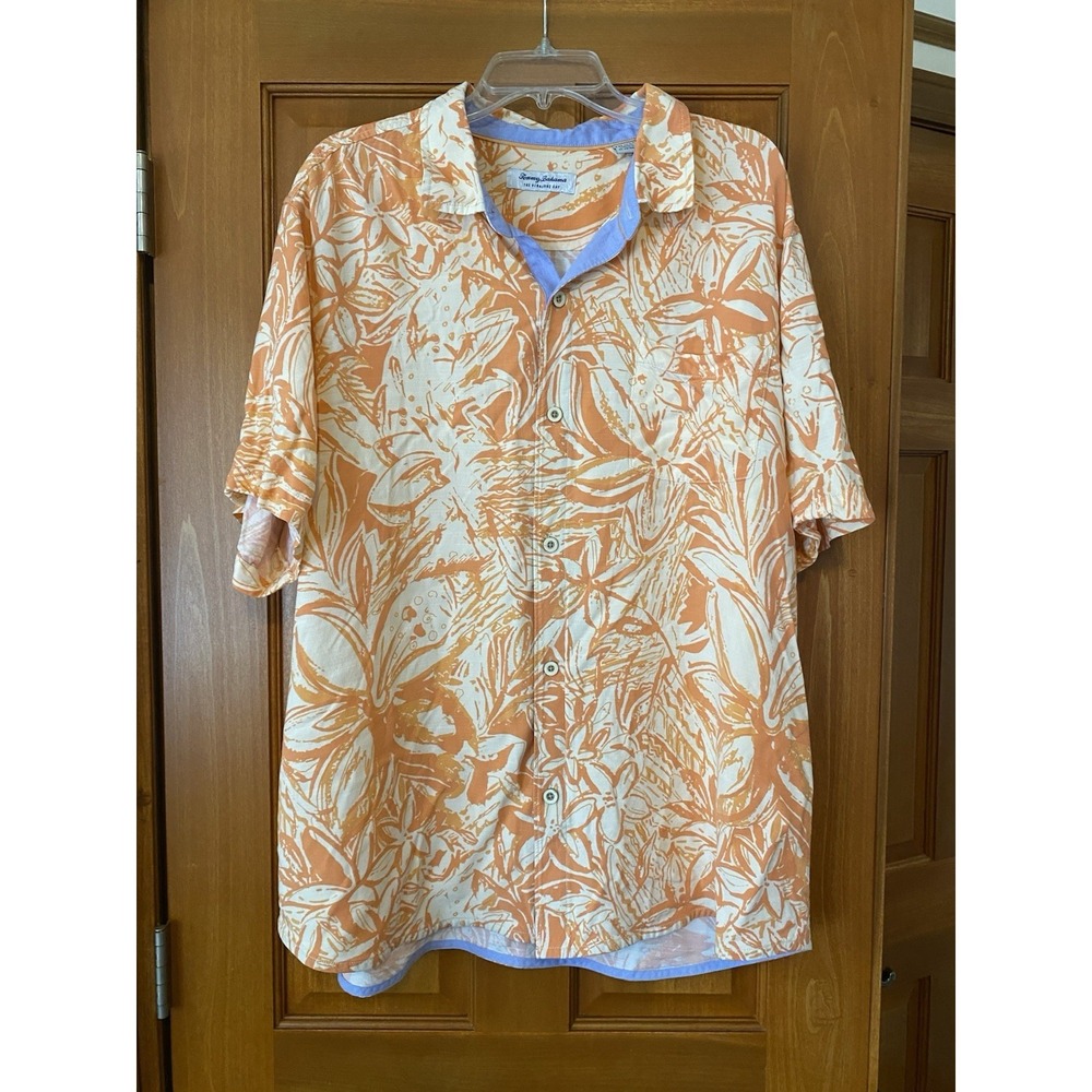 Tommy Bahama Floral Shirt Mens XXL The Veracruz Cay Button Up Short Sleeve